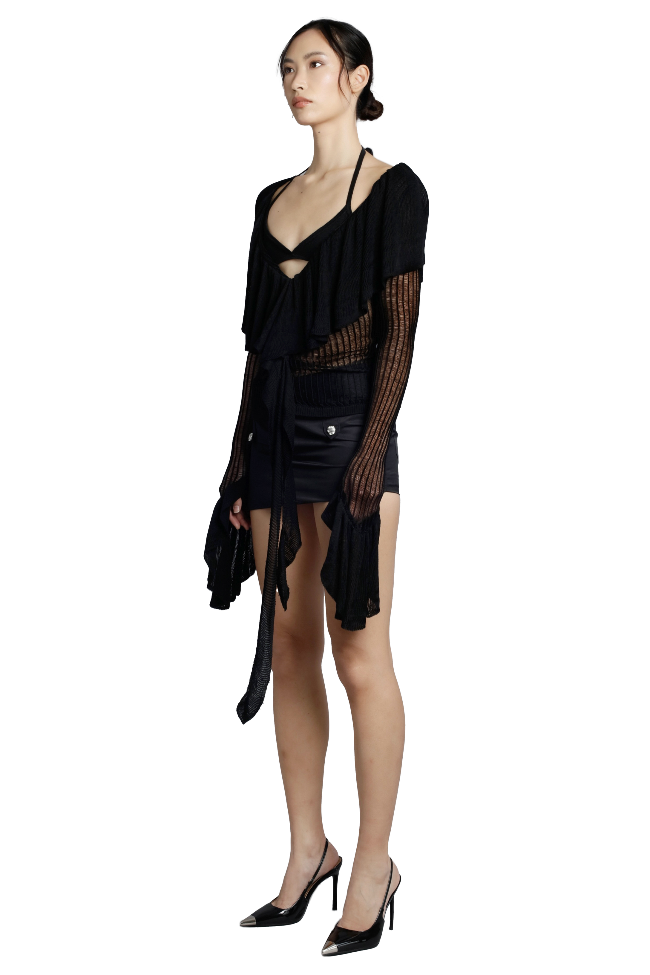 Asymmetrical Belted Mini Skirt